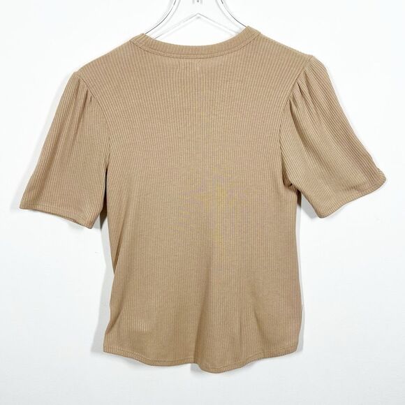 Faherty Brand Womens Size Small Nomad Tan Beige Legend Rib Layne Ribbed Tee - Picture 7 of 14